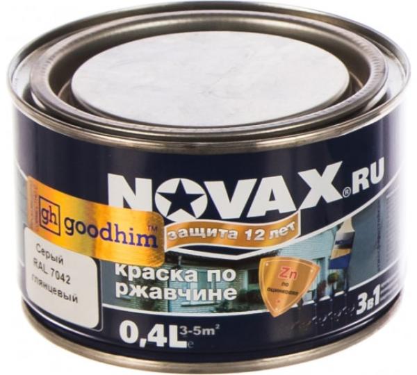 Грунт Эмаль 3в1 NOVAX GOODHIM, 0,4 кг Серый глянцевый RAL 7042 купить онлайн за 209 руб. в интернет-магазине ТД ОЛИС