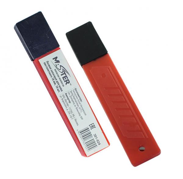 Лезвие лом. для ножей 18 мм MASTER KUT KNIFE в красном футляре  уп. 10 шт  (20/300) купить онлайн за 25 руб. в интернет-магазине ТД ОЛИС