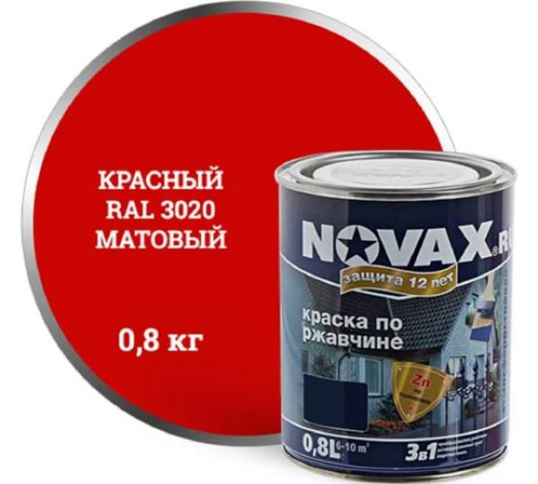 Грунт Эмаль 3в1 NOVAX GOODHIM, 0,8 кг Красный глянцевый RAL 3020 купить онлайн за 425 руб. в интернет-магазине ТД ОЛИС