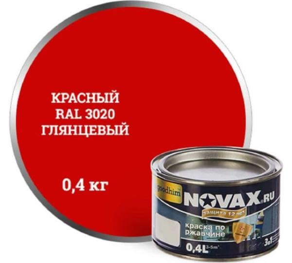 Грунт Эмаль 3в1 NOVAX GOODHIM, 0,4 кг Красный глянцевый RAL 3020 купить онлайн за 249 руб. в интернет-магазине ТД ОЛИС